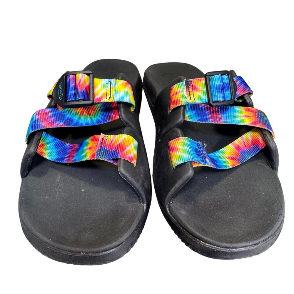 Chaco Chillos Slide Sandals Dark Tie Dye Kid's Size 6 US / Women’s 7-7.5 - Picture 2 of 7